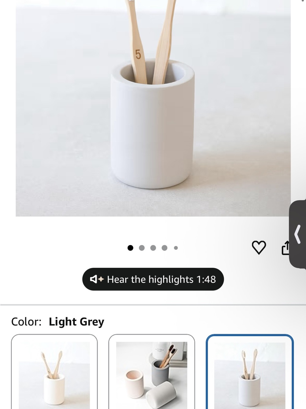 Minimalist Diatomite Toothbrush Holder - Light Grey